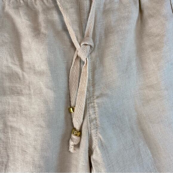 GUESS Capri Pants Linen Off White Size Medium Pockets Summer Neutral Lightweight - Picture 3 of 10